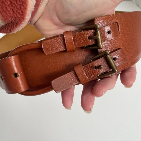 Worrh New York Belt Corset Double Buckle Wide Equestrian Camel Tan Brown Bronze main image 8